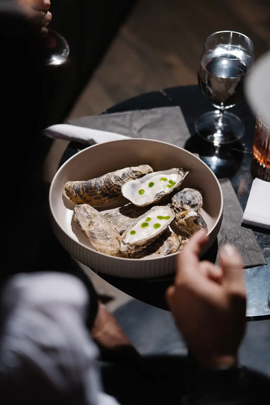 Fresh oysters served at Evolution by Pikaia