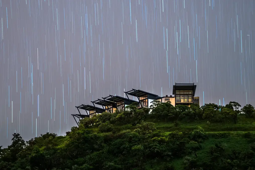 Star trails over the Galápagos night sky